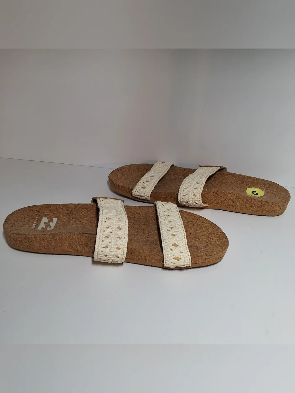 Billabong Women's White Woven Cork Slide Sandals